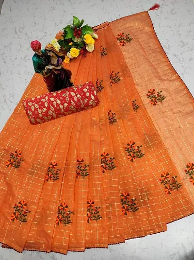 HINA COLLECTIONS Women's Chanderi Saree With Blouse Piece
