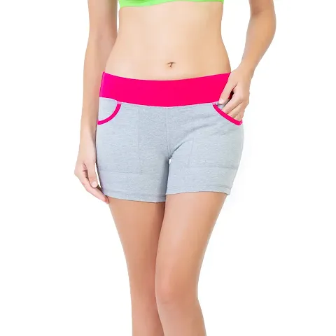 ENVIE Women's Cotton Workout Yoga Shorts/Ladies Premium Soft Stretch Shorts with Side Pocket