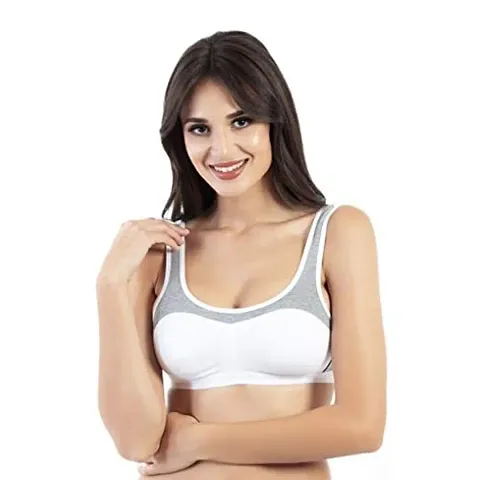 Envie Women's Sports Bra/Full Coverage, Non-Padded, Non-Wired Bra/Yoga/Indoor Exercise/Brisk Walking, Inner Wear for Ladies Molded Bra.