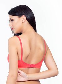 Non-Padded Wirefree Cotton Orange Minimizer Bra-thumb1