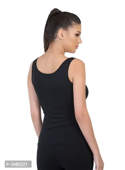 Round-neck Black Cotton Camisole-thumb2