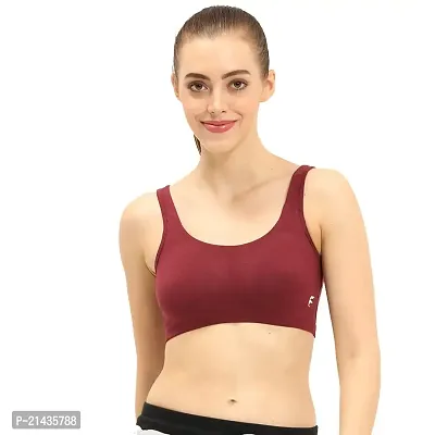 ENVIE Women's Cotton Sports Bra_Full Coverage, Non-Padded, Non-Wired T-Shirt Type Bra|Inner Wear for Yoga, Indoor Exercise Sports Bra