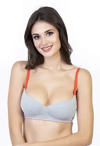 Envie Women's Padded Cotton Bra/Low Neckline, Non-Wired, T-Shirt Bra/Inner Wear for Ladies Daily Use Padded Bra-thumb1