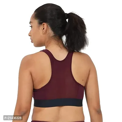 ENVIE Women's Cotton Padded Sports Bra/Removable Pad, Racerback, Full Coverage, Non-Wired, T-Shirt Type Bra/Workout/Yoga Ladies Inner Wear Daily Use Sports Bra