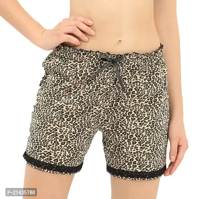 ENVIE Women's Casual wear Female Shorts_Ladies Stylish Night/Sleep Wear,Girls Stretchy Regular Bottom Printed Shorts (Print and Color May Be Vary) L-thumb0