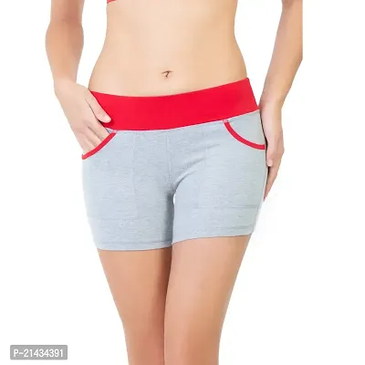 ENVIE Women's Cotton Workout Yoga Shorts/Ladies Premium Soft Stretch Shorts with Side Pocket