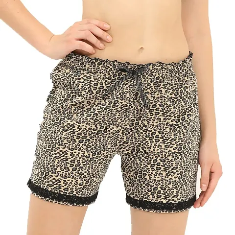 ENVIE Women's Casual wear Female Shorts_Ladies Stylish Night/Sleep Wear,Girls Stretchy Regular Bottom Shorts (Print and Color May Be Vary) L