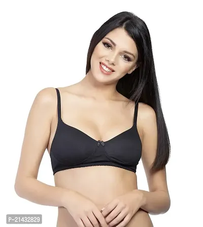 Buy Clovia Cotton Spandex Solid Non-Padded Full Cup Wire Free Everyday Bra  - Black Online