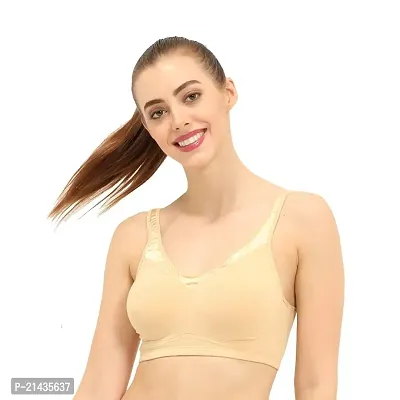 ENVIE Women's Cotton Full Coverage Bra with Satin/Stylish Non-Padded, Non-Wired Bra/Inner Wear for Ladies Daily Use T-Shirt Bra-thumb0