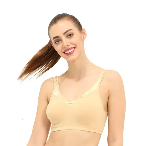 ENVIE Women's Cotton Full Coverage Bra with Satin/Stylish Non-Padded, Non-Wired Bra/Inner Wear for Ladies Daily Use T-Shirt Bra