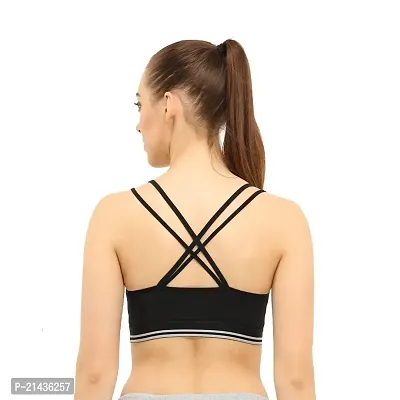 ENVIE Women's Cotton Padded Sports Bra/Removable Pad, Cross Back, Full Coverage, Non-Wired, T-Shirt Type Bra/Workout/Yoga Ladies Inner Wear Daily Use Sports Bra