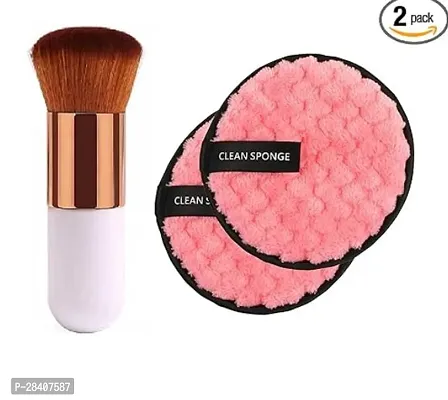 Aadav Reusable Multi-Functional Makeup Removal Facial Cleansing Pads With Mini White Foundation Makeup Brush Pack Of 3