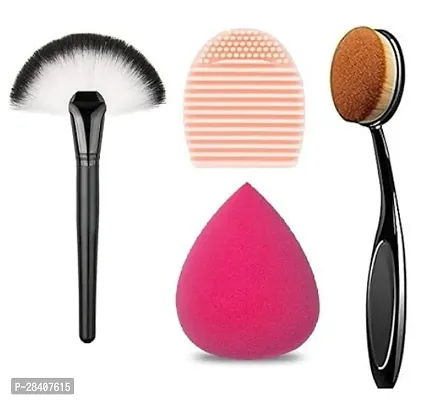 Aadav Pro Slim Fan Brush Makeup Brush Foundation Brushes With Makeup Brush Pack Of 4-thumb0