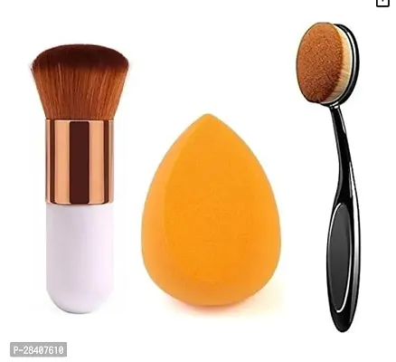Aadav Professional Foundation Brush With Oval Brush And Sponge Puff Pack Of 3