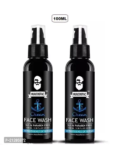 Muuchstac Ocean Face Wash for Men, Fights Acne  Pimple, Skin Whitening  Brightening, All Skin Types, No SLS, Silicone and Paraben, 100 ML pack of 2-thumb0