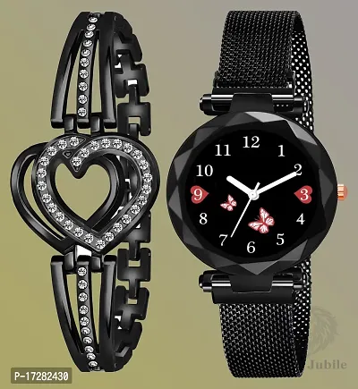 New Butterfly Magnet Watch With Heart Baraclet For Girls And Womens