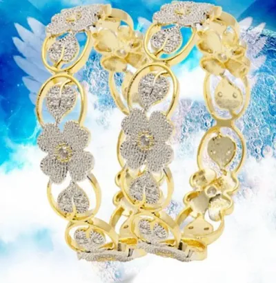 JDX Gold Plated American Dimond Stylish Fancy Bangles