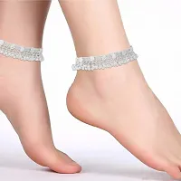 Shimmering Silver Plated Anklet For Women-thumb1