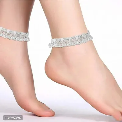 Shimmering Silver Plated Anklet For Women-thumb2