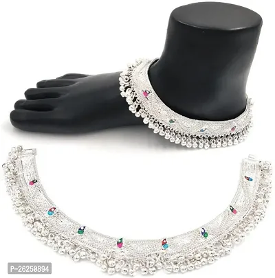 Shimmering Silver Plated Anklet For Women-thumb2