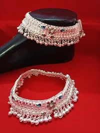 Shimmering Silver Plated Anklet For Women-thumb1