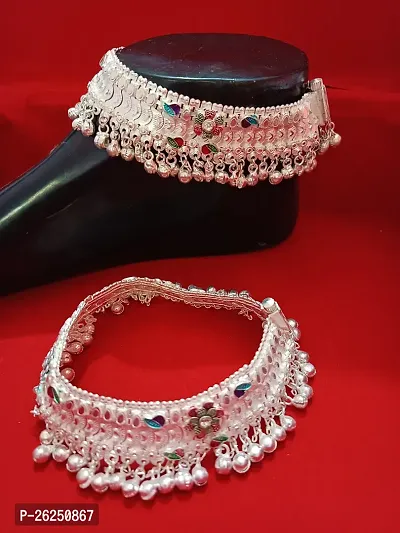 Shimmering Silver Plated Anklet For Women-thumb2