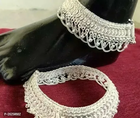 Shimmering Silver Plated Anklet For Women