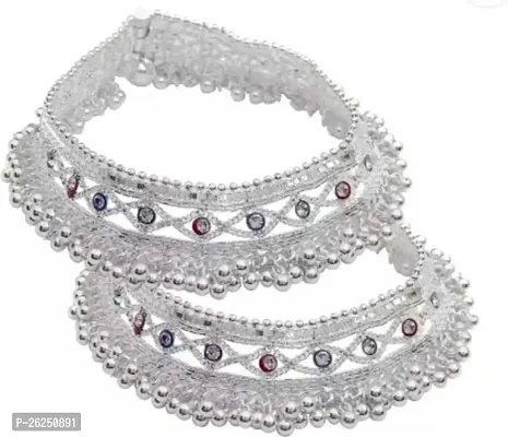 Shimmering Silver Plated Anklet For Women-thumb0