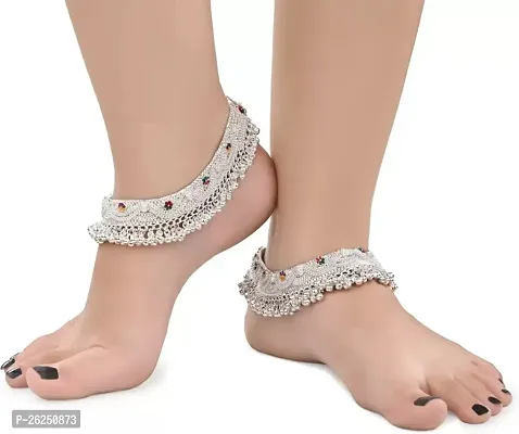 Shimmering Silver Plated Anklet For Women-thumb0