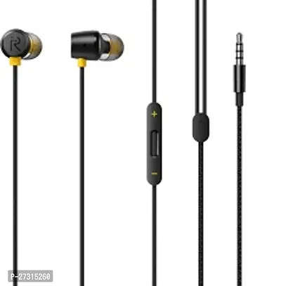 Stylish Black In-ear Wired - 3.5 MM Single Pin Headphones With Microphone-thumb0