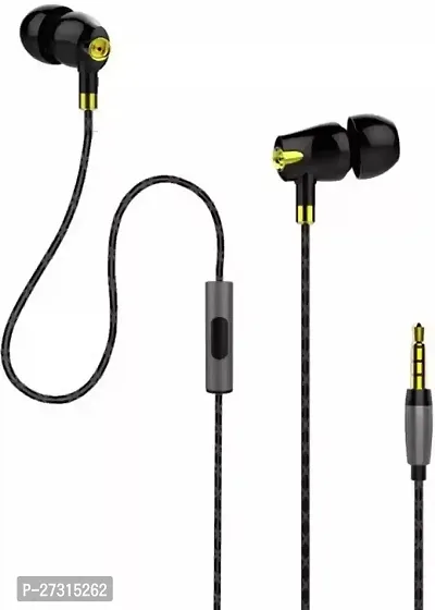 Stylish Black In-ear Wired - 3.5 MM Single Pin Headphones With Microphone