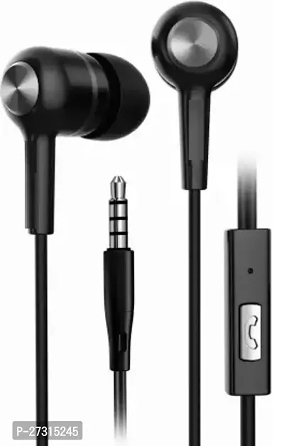 Stylish Black In-ear Wired - 3.5 MM Single Pin Headphones With Microphone