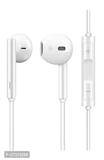 Stylish White In-ear Wired - 3.5 MM Single Pin Headphones With Microphone-thumb0