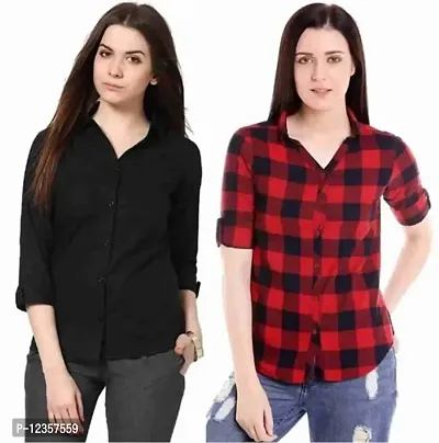 Classic Cotton Shirts For Women  Pck Of 2-thumb0
