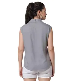 Stylish Womens Regular Fit Solid Casual Sleeveless Shirt-thumb1