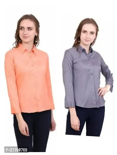 Fancy Rayon Plain Shirts For Women Pack Of 2