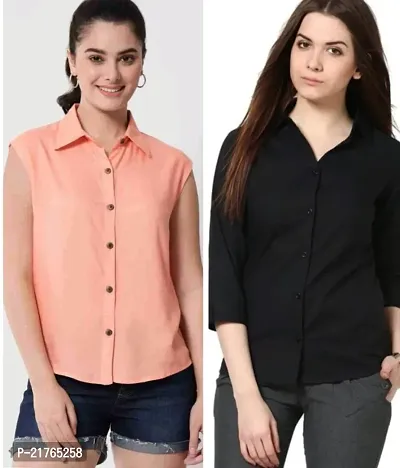 Fancy Rayon Plain Shirts For Women Pack Of 2