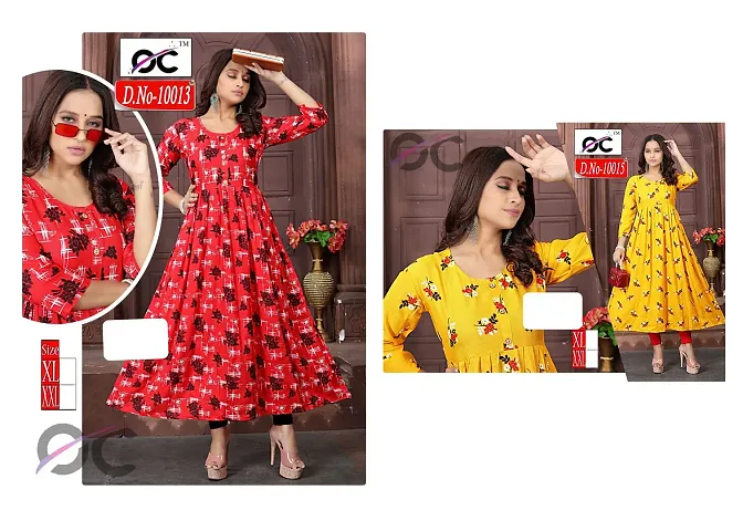 Attractive Rayon Anarkali Kurta Combo For Women Pack Of 2