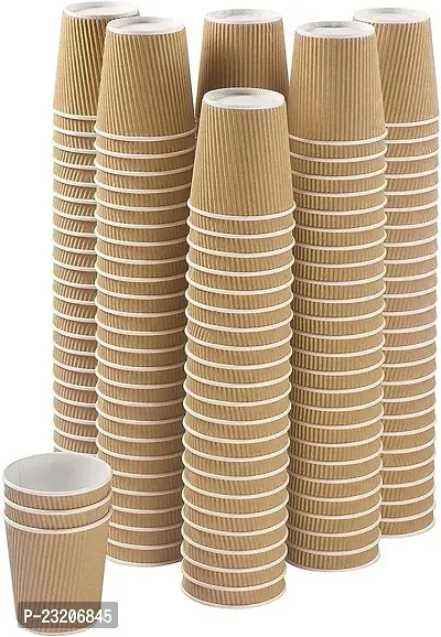 Celebration Essentials Disposable Red Party Cups Sturdy Double Wall Paper Cups Ripple Cup For Hot and Cold Beverage 500 ml Pack Of 10 Pcs yellwo-thumb0