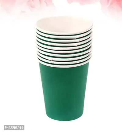 Celebration Essentials Disposable Red Party Cups Sturdy Double Wall Paper Cups Ripple Cup For Hot and Cold Beverage 500 ml Pack Of 10 Pcs green color