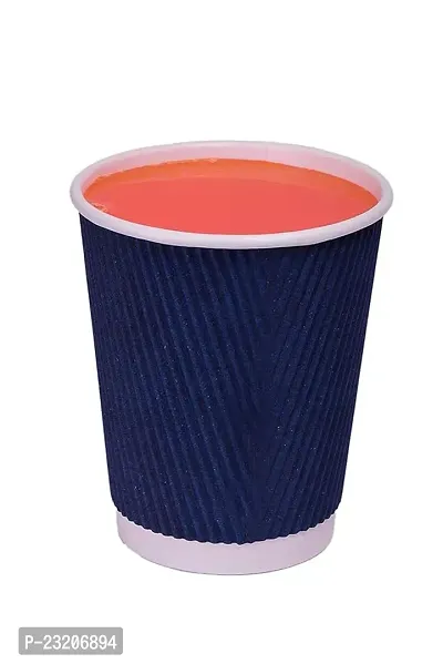 Celebration Essentials Disposable Red Party Cups Sturdy Double Wall Paper Cups Ripple Cup For Hot and Cold Beverage 500 ml Pack Of 10 Pcs blue color