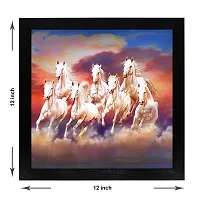 Masstone Vastu Seven Running Horses Lucky UV Digital Re-Print Framed Wall Painting (12x12 inch)-thumb1
