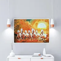 Masstone Seven Running Horses Poster | Wall Poster for Bedroom (12x18 Inch) | 7 Running Horses Poster | Vastu Painting-thumb4