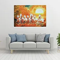 Masstone Seven Running Horses Poster | Wall Poster for Bedroom (12x18 Inch) | 7 Running Horses Poster | Vastu Painting-thumb1