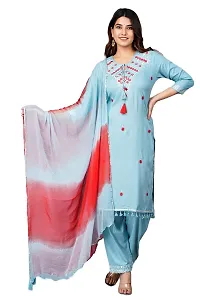 Rayon Blend Straight Printed Kurta with Pant  Beautiful Dupatta for Women's-thumb4