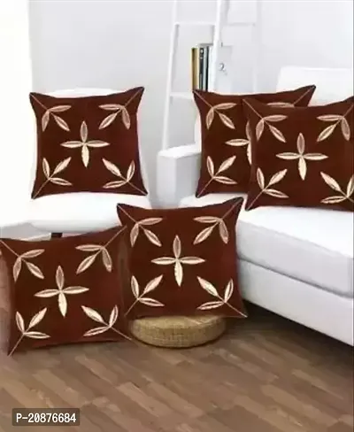 Stylish Brown Polyester Solid Cushion Covers-thumb0