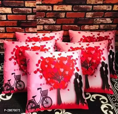 Stylish Red Satin Printed Cushion Covers