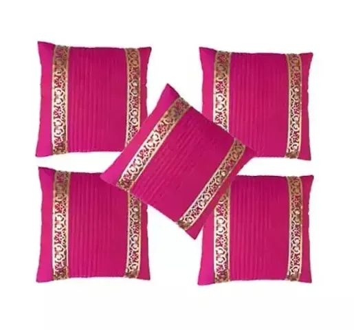 Mra Fashion Decorative and Rose Designer Throw Pillow Silk Plain & Multicolour Cushion Cover ? Colour Pink