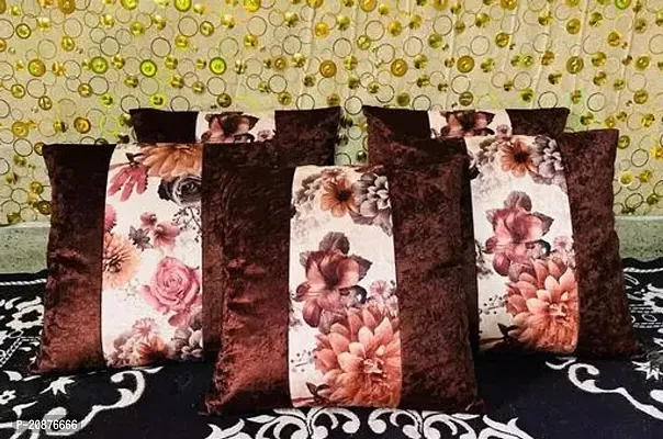 Stylish Brown Satin Printed Cushion Covers