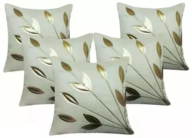 Kirmani handicrafts Floral Decorative Throw Pillow/Cushion Cover Cream,KD08( 16"" X 16 "" Inches ) Set of 5